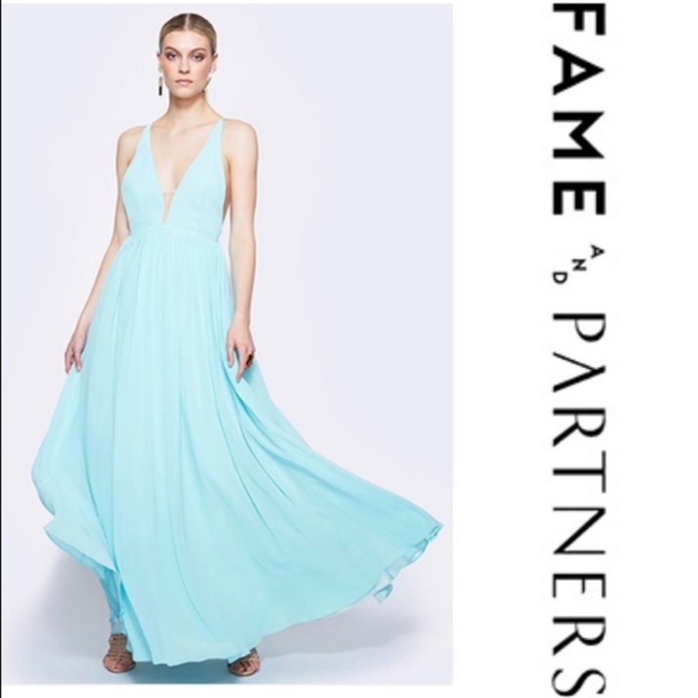 Fame and Partner Moonlight Evening Gown Aqua
